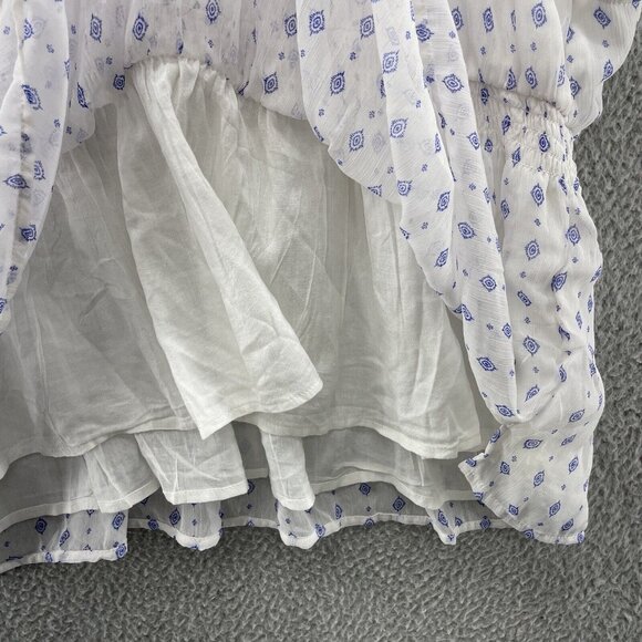 Old Navy Women’s Tops 4X Plus White Blue Sheer Plus Ruched Waist Blouse NEW - Picture 6 of 12